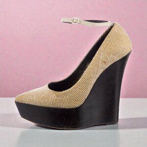 BURBERRY PRORSUM Spring Check Leicester 140 Wedge Pumps Size 39 / US 9